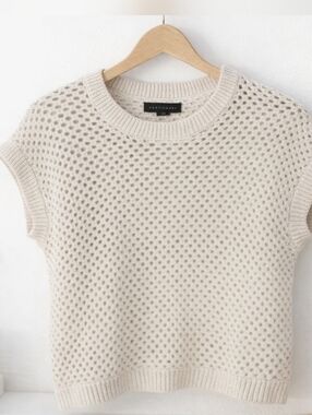 SANCTUARY Cotton blend open-stitch knit sweater vest.